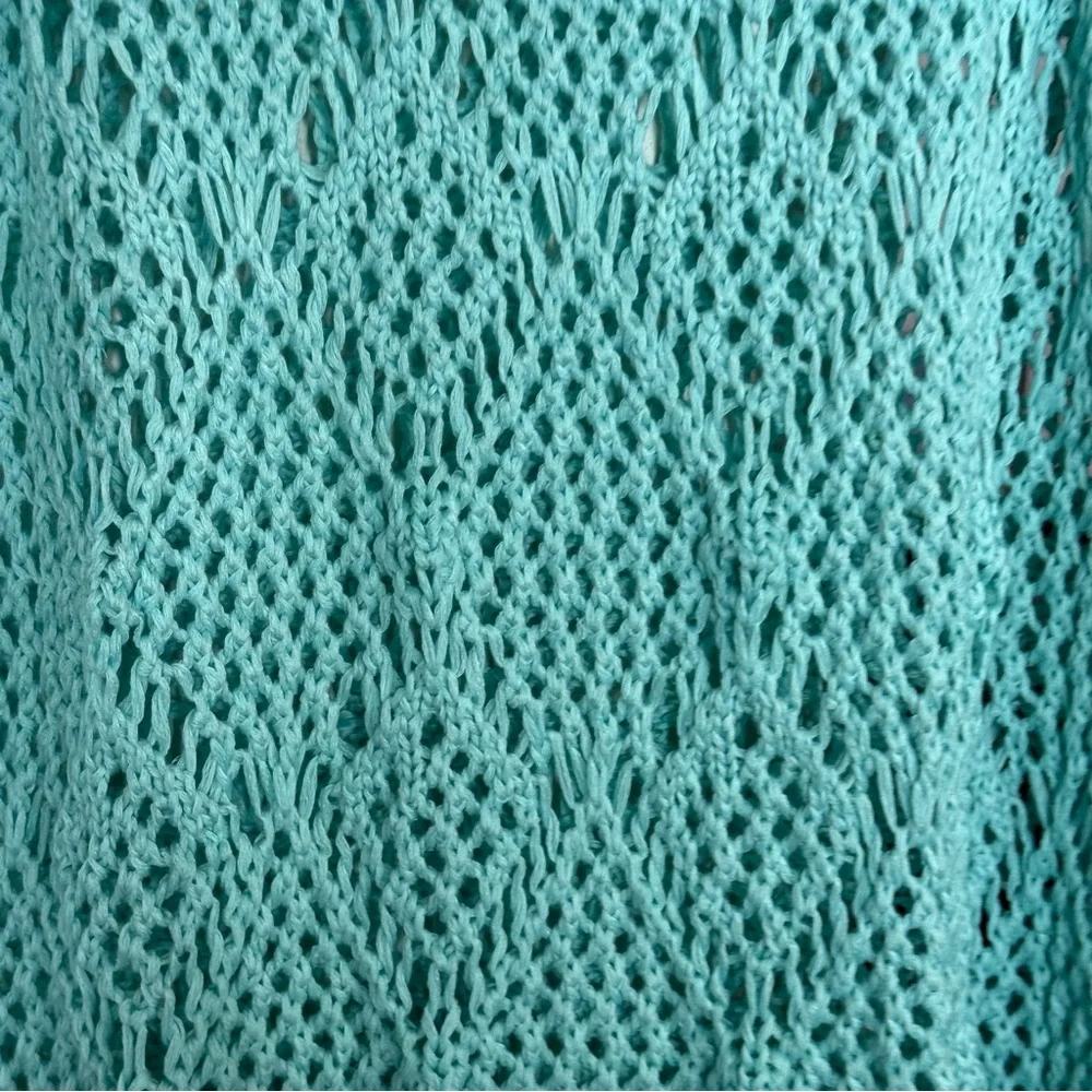 Torrid Crochet Knit Fringe Coverup Dress Size 1X Mint Blue Beach Boho Vacation - Picture 10 of 14